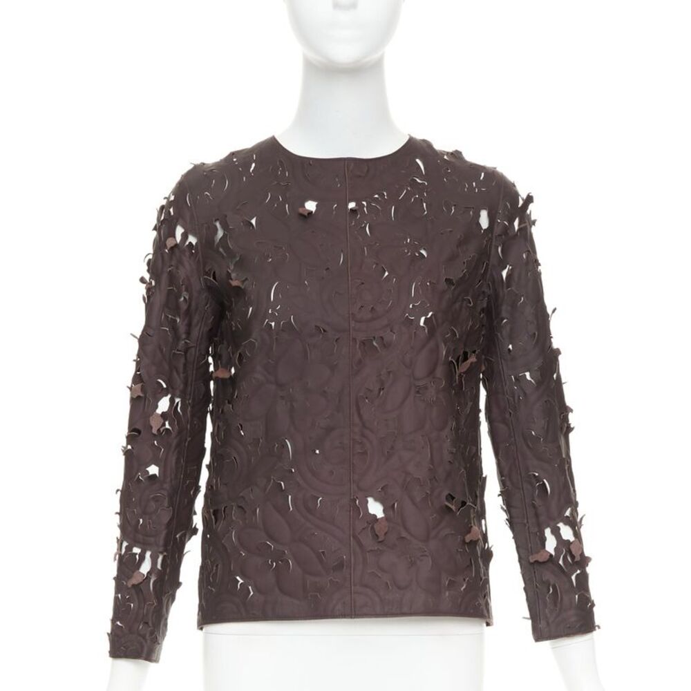 Carven Laser Cut Leather Top